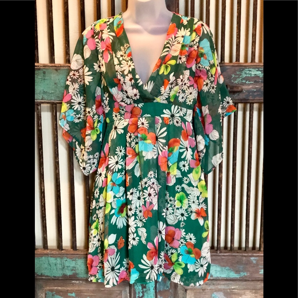 Cotton Candy boho Sz S green floral dress